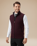 Regular Fit Zip Vest-menswear > vests > knitted vests-Laventaire-Burgundy-M-Laventaire