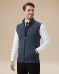Regular Fit Zip Vest-menswear > vests > knitted vests-Laventaire-Navy Blue-M-Laventaire