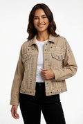 Relax Denim Jacket-jackets > denim jackets-Laventaire-Khaki-S-Laventaire