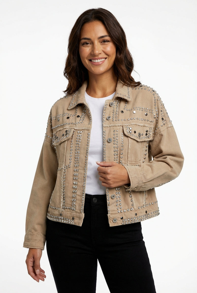 Relax Denim Jacket-jackets > denim jackets-Laventaire-Khaki-S-Laventaire