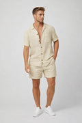 Relaxed Casual Summer Set-men's clothing > sets > summer set-Laventaire-Beige-S-Laventaire