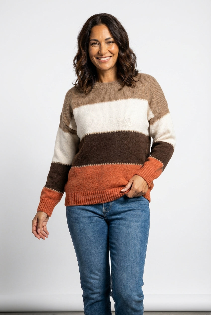 Relaxed Color Block Sweater-sweaters > relaxed fit sweater-Laventaire-Laventaire