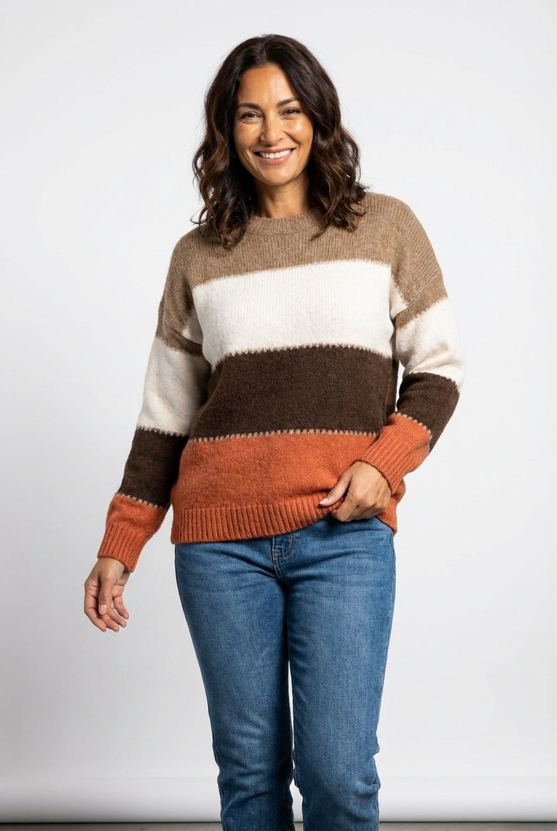Relaxed Color Block Sweater-sweaters > relaxed fit sweater-Laventaire-Multicolor-S-Laventaire