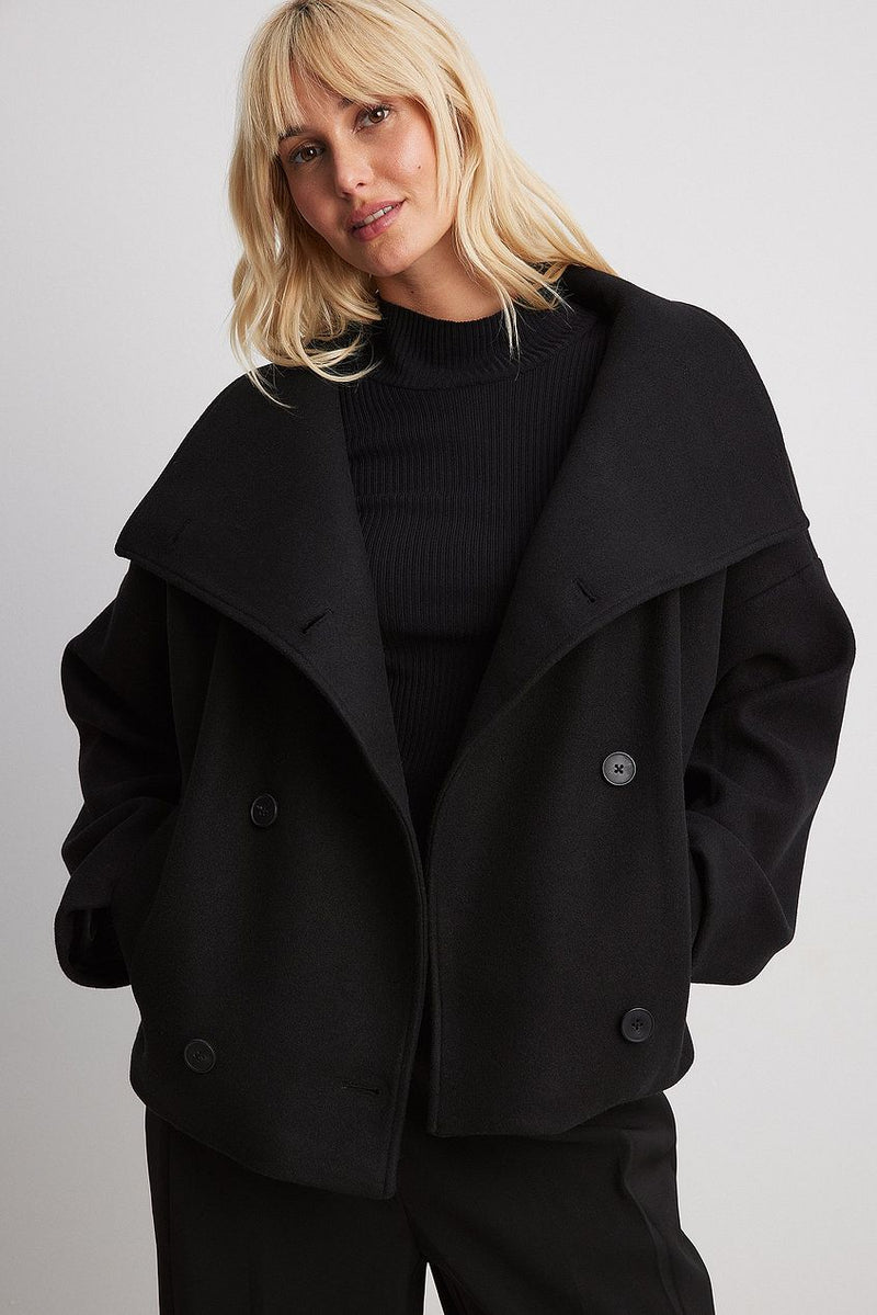 Relaxed Double Breasted Coat-coats > short coats > double breasted coats-Laventaire-Laventaire