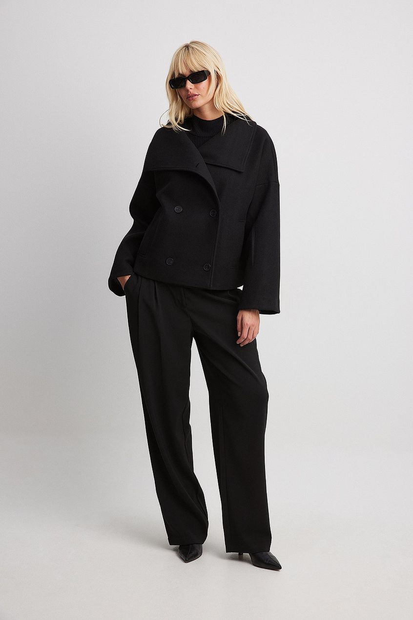 Relaxed Double Breasted Coat-coats > short coats > double breasted coats-Laventaire-Laventaire