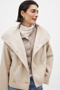 Relaxed Double Breasted Coat-coats > short coats > double breasted coats-Laventaire-Beige-XS-Laventaire