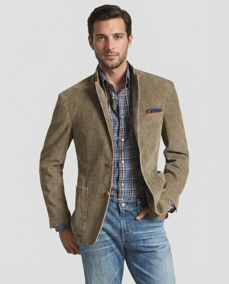 Relaxed Fit Blazer Jacket-jackets > blazers-Laventaire-Light Taupe-S-Laventaire