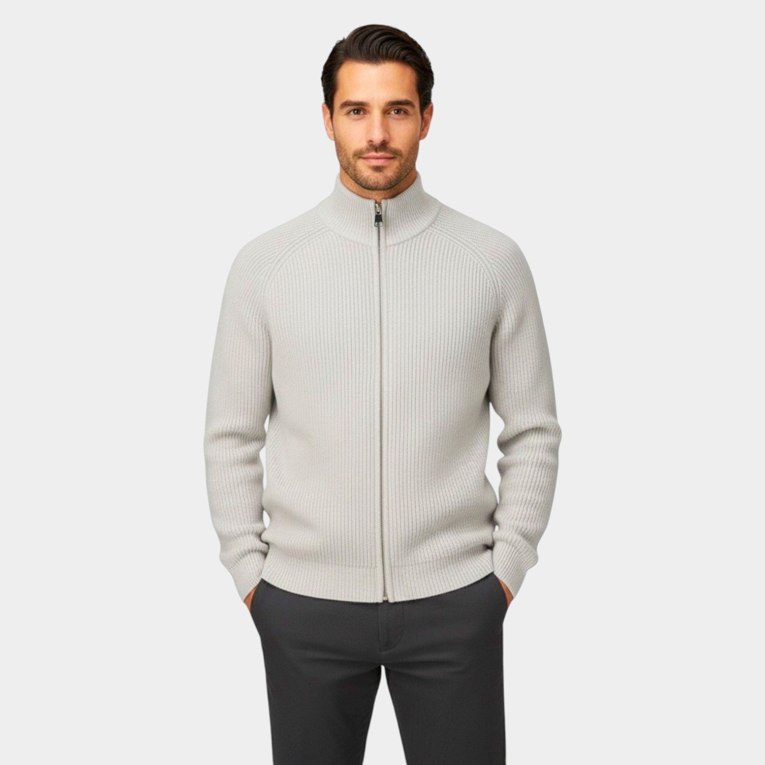 Relaxed Fit Cardigan Gray-outerwear > cardigan-Laventaire-Laventaire