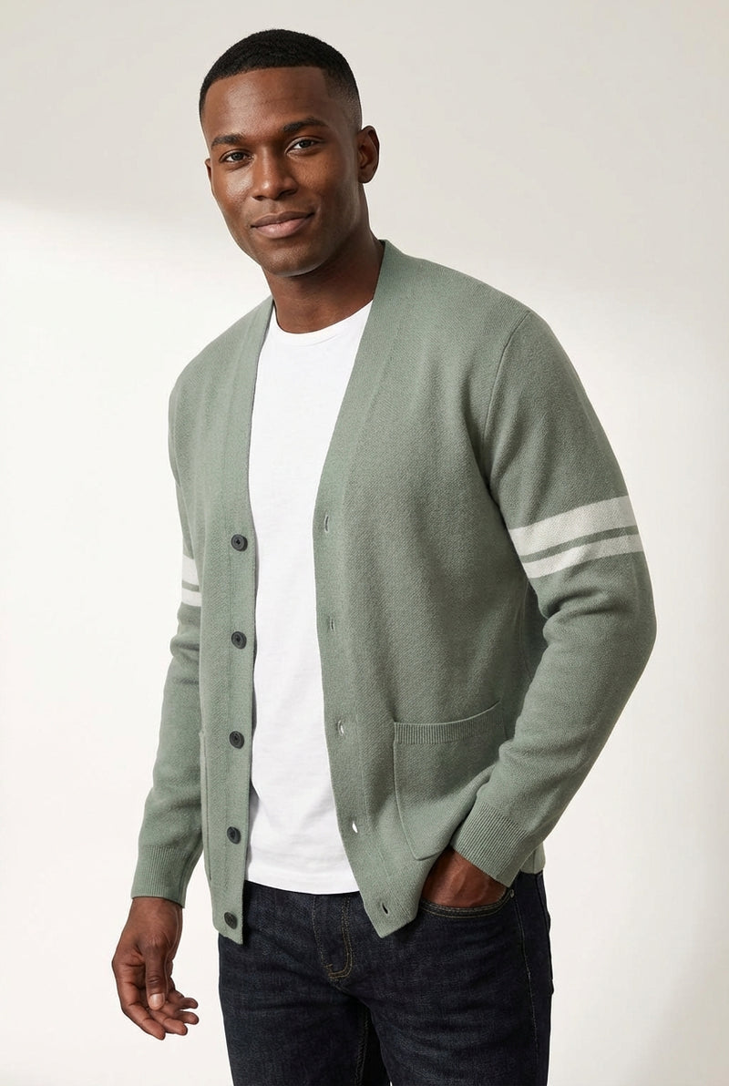 Relaxed Fit Cardigan-cardigans > men's cardigan-Laventaire-Green-S-Laventaire
