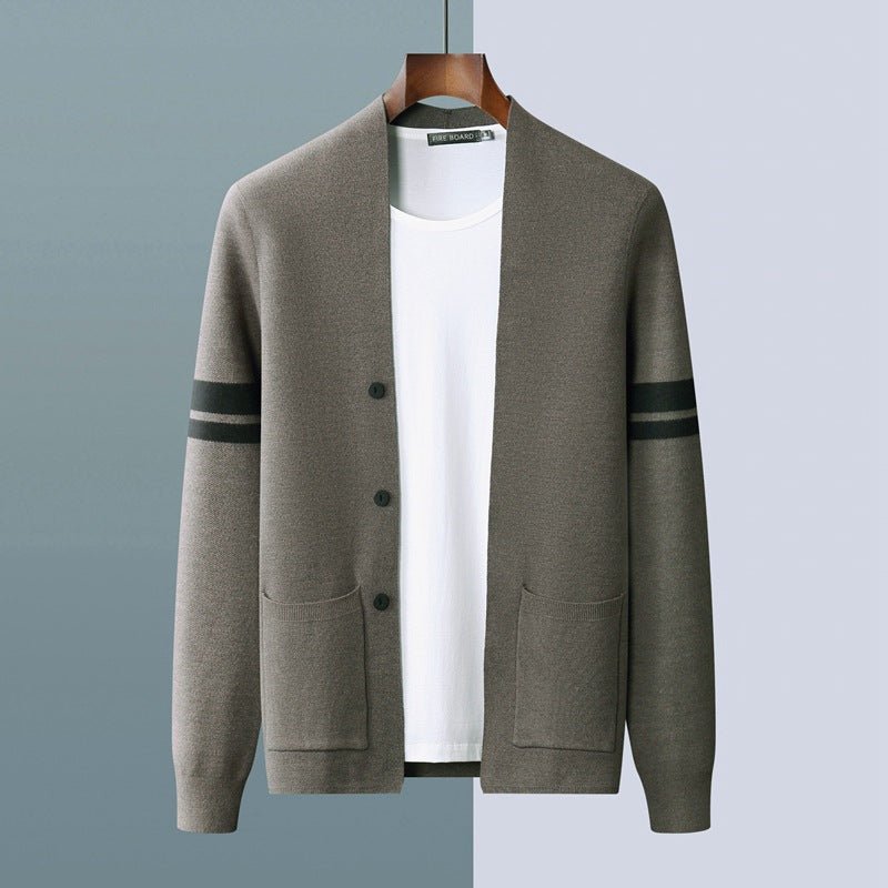 Relaxed Fit Cardigan-cardigans > men's cardigan-Laventaire-Olive Green-S-Laventaire