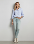 Relaxed Fit Casual Blouse-tops > blouses-Laventaire-Light Blue-S-Laventaire