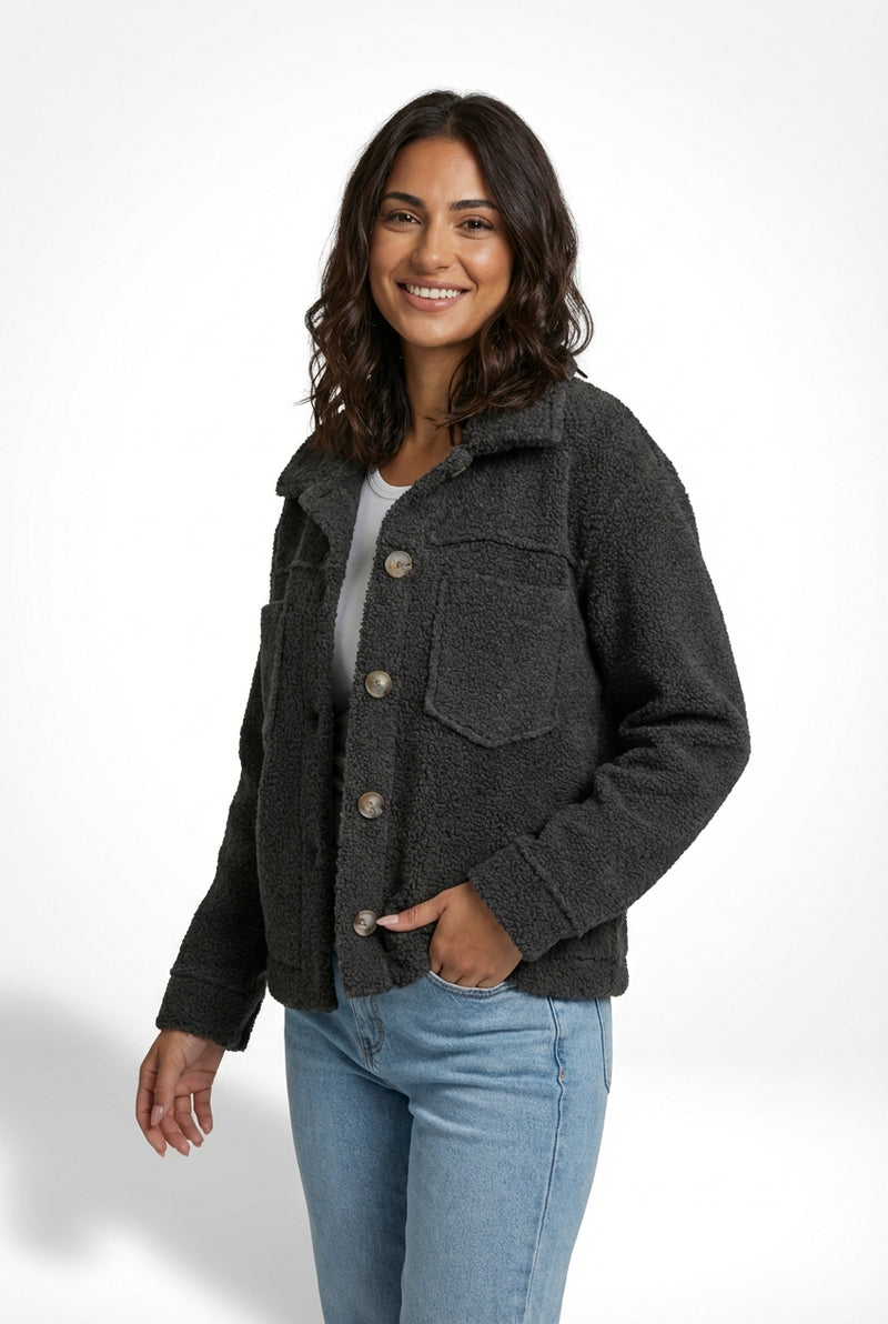 Relaxed Fit Casual Jacket-outerwear > jacket-Laventaire-Black-S-Laventaire