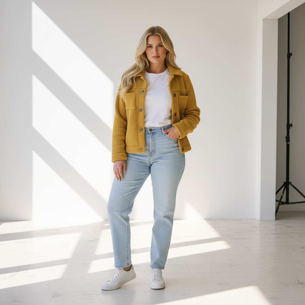Relaxed Fit Casual Jacket-outerwear > jacket-Laventaire-Yellow-S-Laventaire