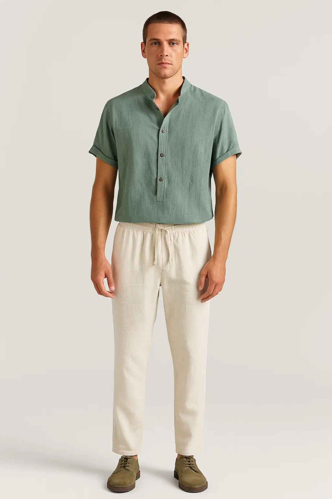 Relaxed Fit Casual Set-sets > casual sets-Laventaire-Light Green-S-Laventaire