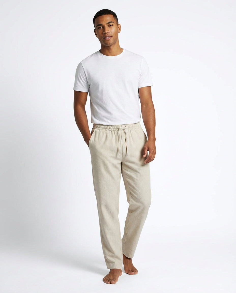Relaxed Fit Casual Trousers-trousers > casual trousers-Laventaire-Beige-S-Laventaire