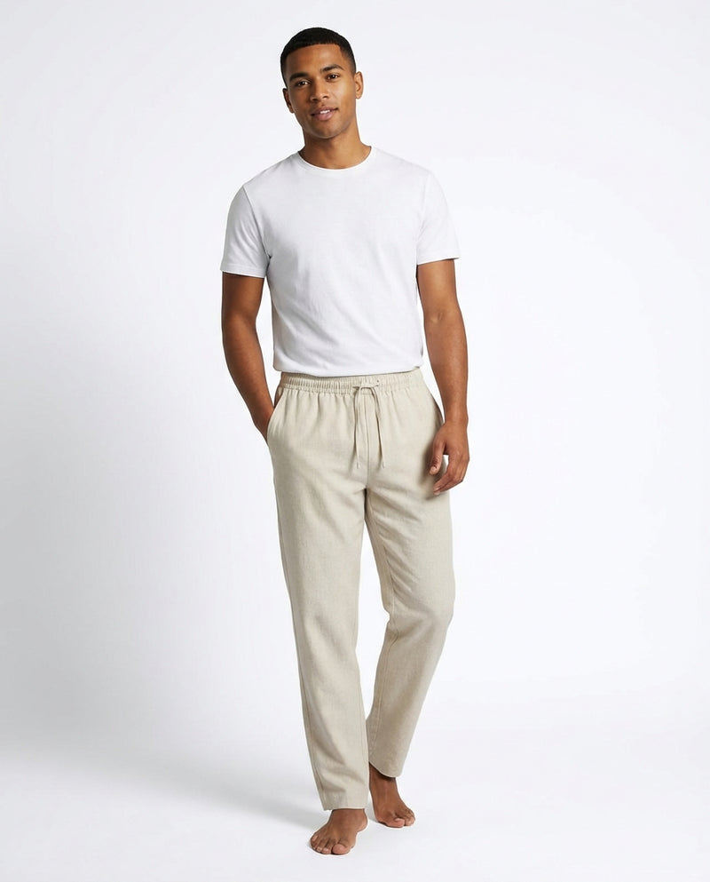 Relaxed Fit Casual Trousers-trousers > casual trousers-Laventaire-Beige-S-Laventaire