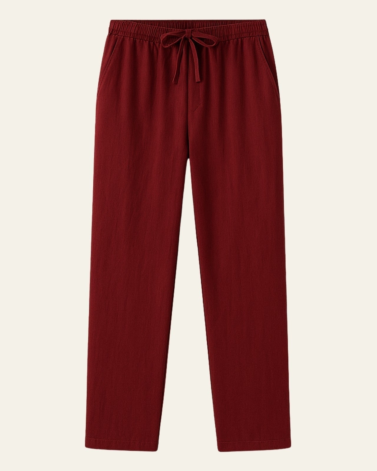 Relaxed Fit Casual Trousers-trousers > casual trousers-Laventaire-Burgundy-S-Laventaire