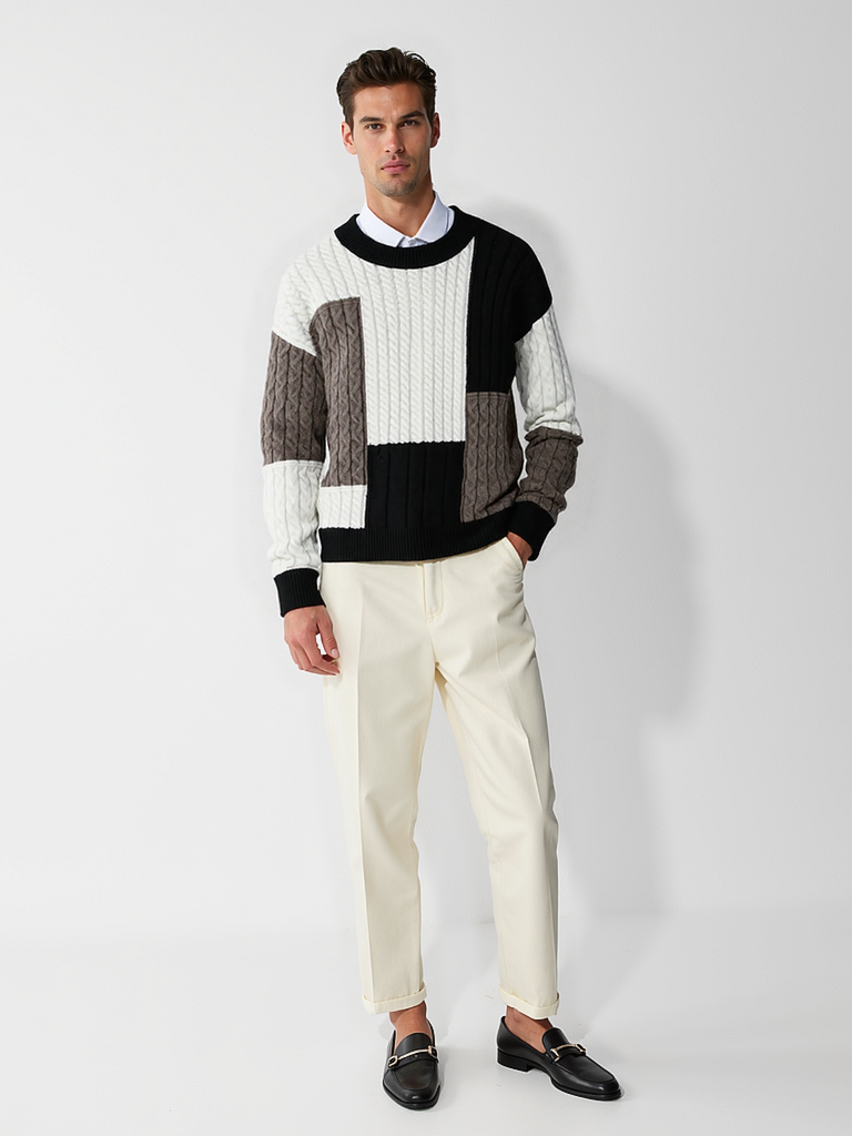 Relaxed Fit Crewneck Sweater-sweaters > crewneck sweater-Laventaire-Laventaire