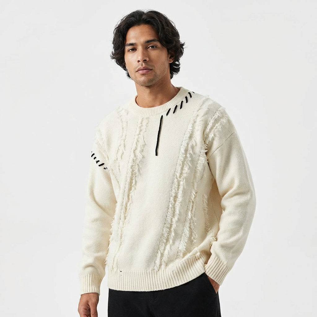 Relaxed Fit Crewneck Sweater-sweaters > crewneck sweater-Laventaire-Laventaire