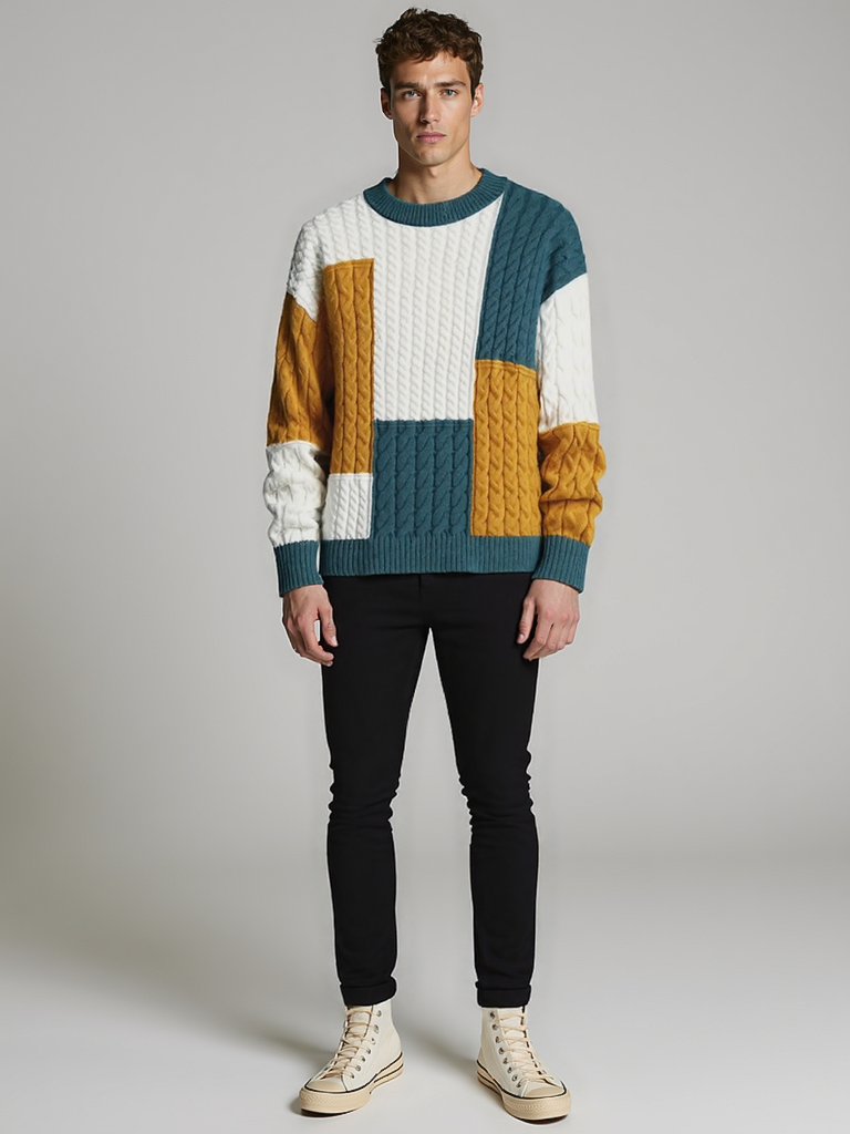 Relaxed Fit Crewneck Sweater-sweaters > crewneck sweater-Laventaire-Laventaire