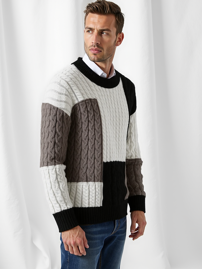 Relaxed Fit Crewneck Sweater-sweaters > crewneck sweater-Laventaire-Black-S-Laventaire