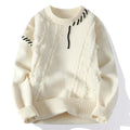 Relaxed Fit Crewneck Sweater-sweaters > crewneck sweater-Laventaire-Cream-S-Laventaire