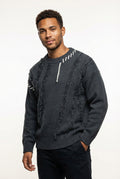 Relaxed Fit Crewneck Sweater-sweaters > crewneck sweater-Laventaire-Dark Gray-S-Laventaire
