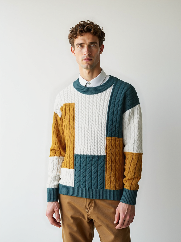 Relaxed Fit Crewneck Sweater-sweaters > crewneck sweater-Laventaire-White-S-Laventaire