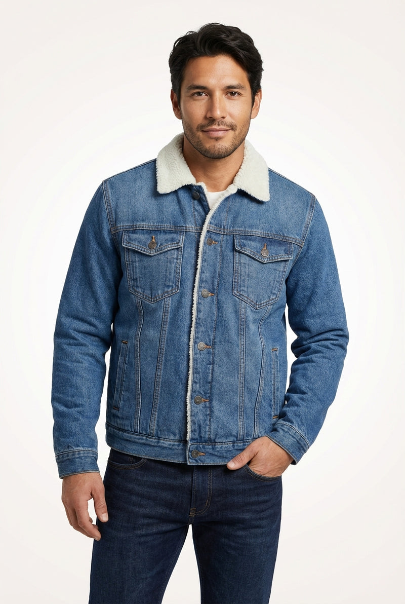 Relaxed Fit Denim Jacket-outerwear > jackets > denim jackets-Laventaire-Denim Blue-S-Laventaire