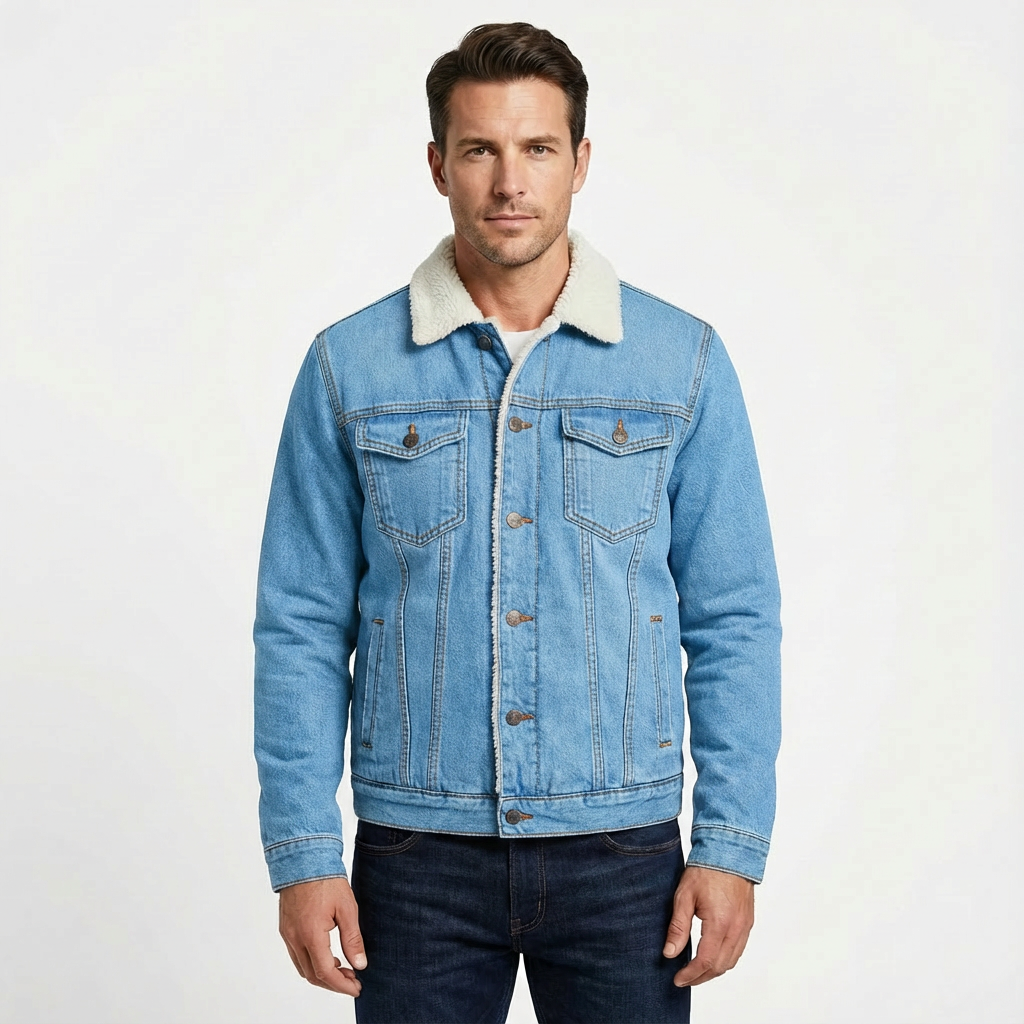 Relaxed Fit Denim Jacket-outerwear > jackets > denim jackets-Laventaire-Light Blue-S-Laventaire