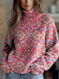Relaxed Fit Floral Sweater-sweaters > floral sweater-Laventaire-Laventaire