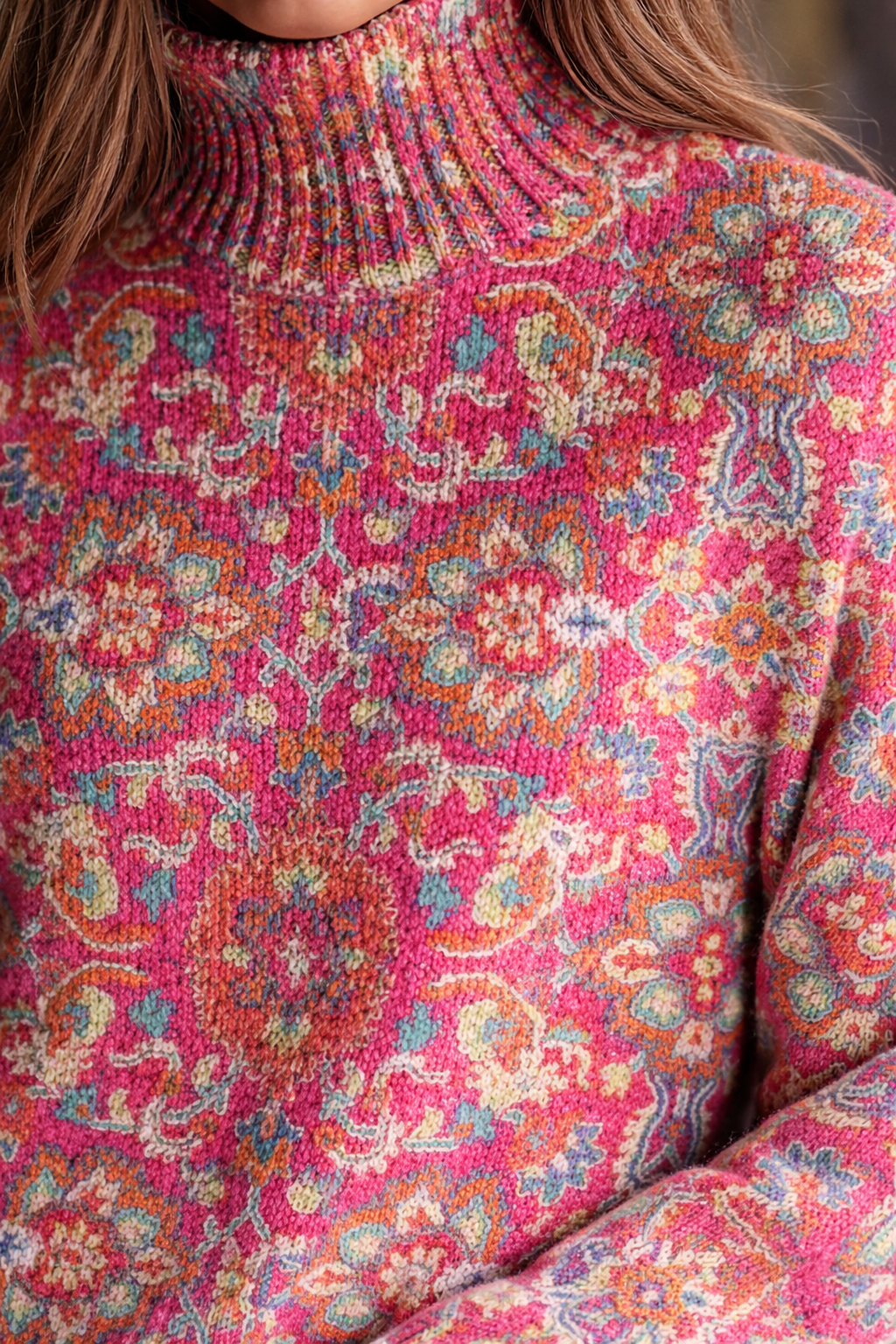 Relaxed Fit Floral Sweater-sweaters > floral sweater-Laventaire-Laventaire