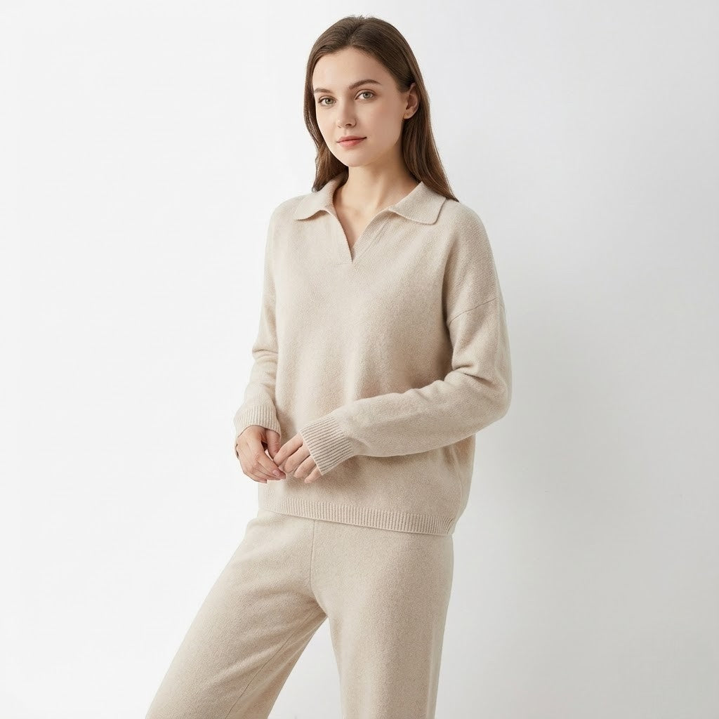Relaxed Fit Leisure Set-leisurewear > leisure set-Laventaire-Beige-XS-Laventaire