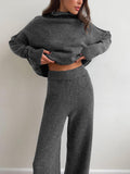 Relaxed Fit Lounge Set-loungewear > lounge set-Laventaire-Dark Gray-S-Laventaire