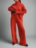 Relaxed Fit Lounge Set-loungewear > lounge set-Laventaire-Red-S-Laventaire