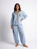 Relaxed Fit Pajama Set-loungewear > pajama set-Laventaire-Light Blue-S-Laventaire