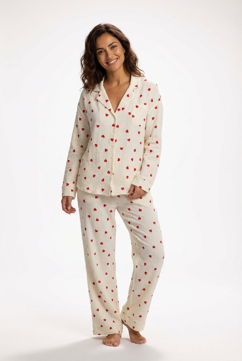 Relaxed Fit Pajama Set-loungewear > pajama set-Laventaire-White-S-Laventaire