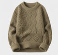 Relaxed Fit Pullover Sweater-sweaters > pullover sweater-Laventaire-Olive Green-S-Laventaire
