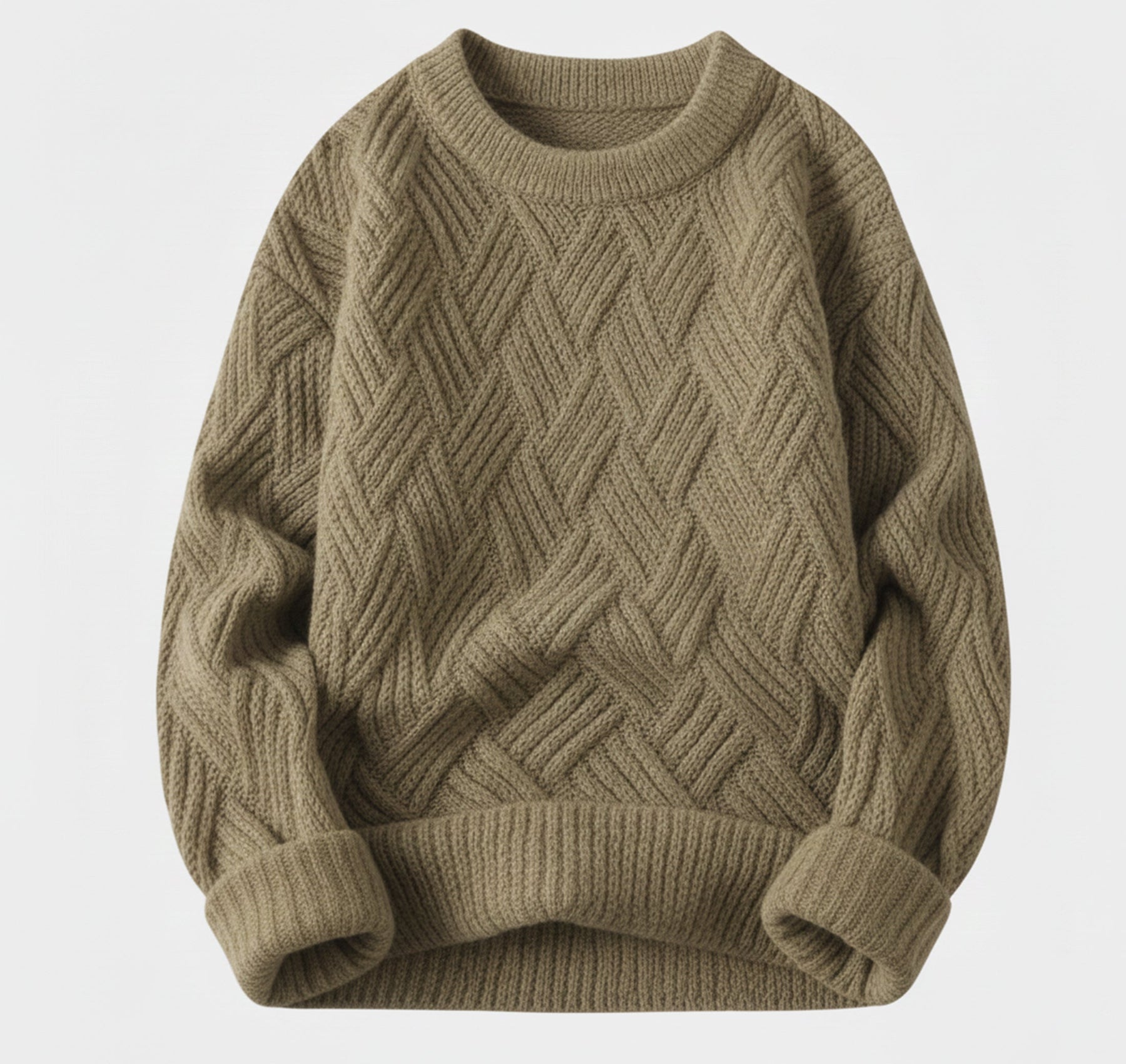 Relaxed Fit Pullover Sweater-sweaters > pullover sweater-Laventaire-Olive Green-S-Laventaire