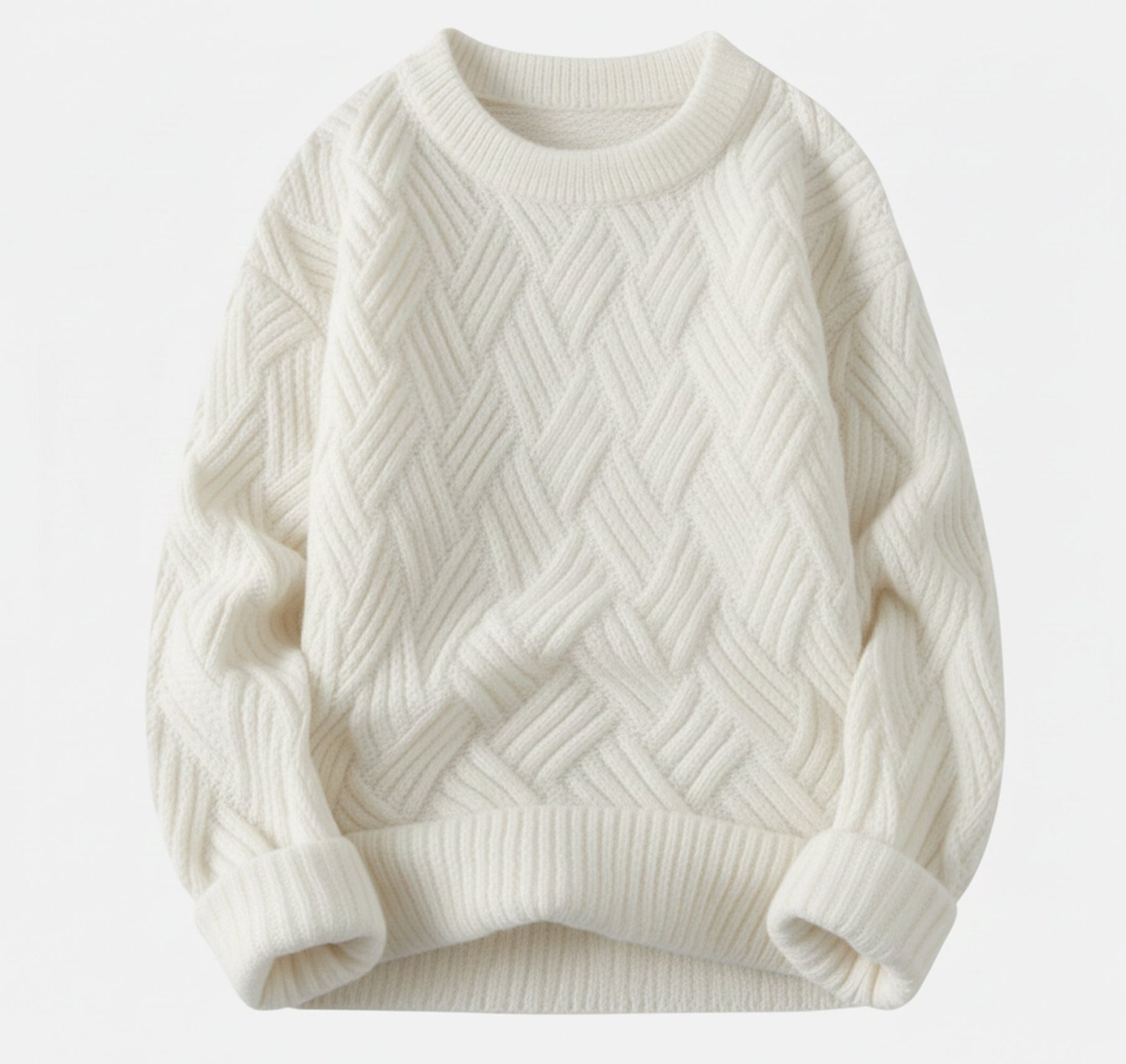 Relaxed Fit Pullover Sweater-sweaters > pullover sweater-Laventaire-White-S-Laventaire