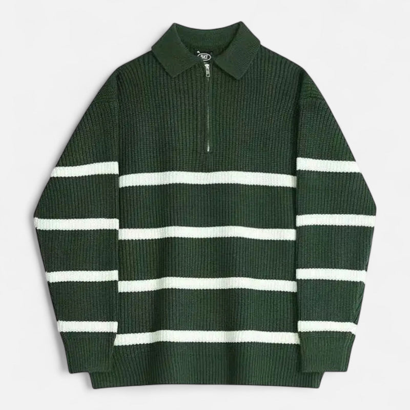 Relaxed Fit Quarter-Zip Sweater-sweaters > quarter-zip sweater-Laventaire-Laventaire