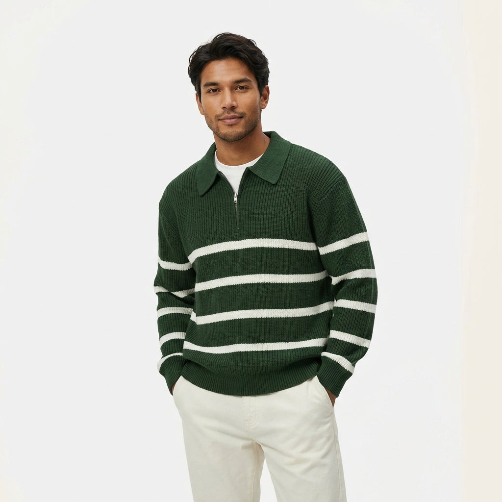 Relaxed Fit Quarter-Zip Sweater-sweaters > quarter-zip sweater-Laventaire-Laventaire