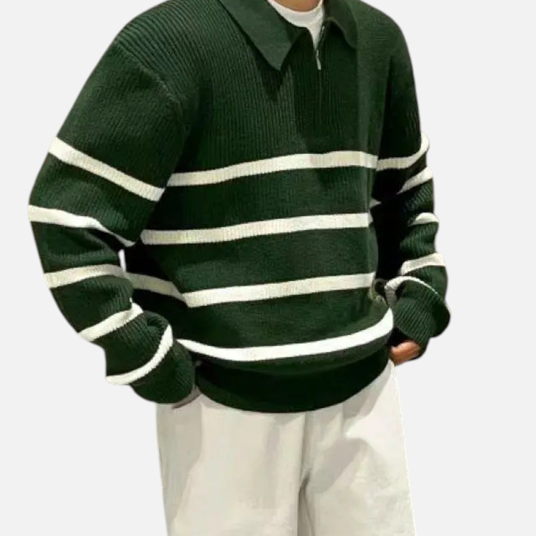 Relaxed Fit Quarter-Zip Sweater-sweaters > quarter-zip sweater-Laventaire-Laventaire