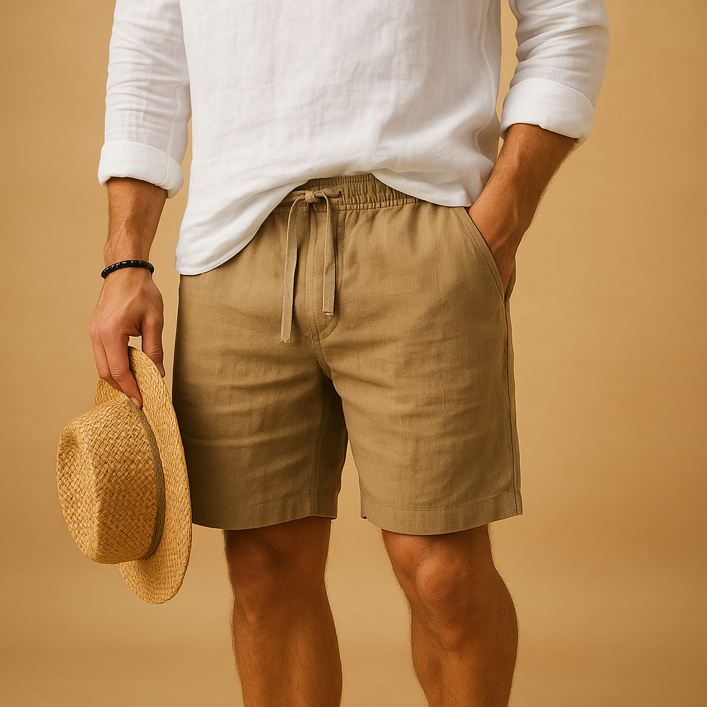 Relaxed Fit Summer Shorts-bottoms > shorts-Laventaire-Beige-S-Laventaire