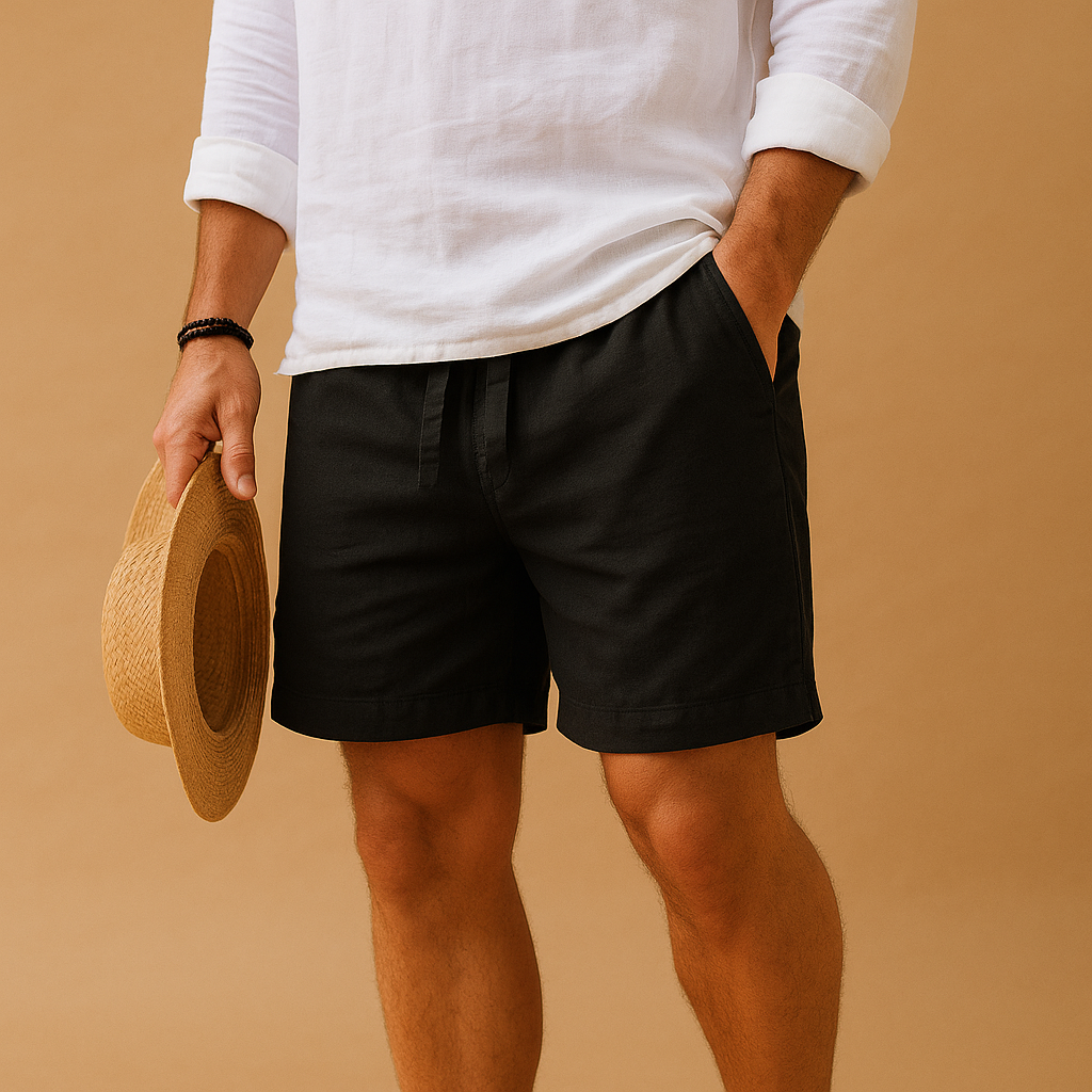 Relaxed Fit Summer Shorts-bottoms > shorts-Laventaire-Black-S-Laventaire