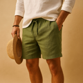 Relaxed Fit Summer Shorts-bottoms > shorts-Laventaire-Olive Green-S-Laventaire