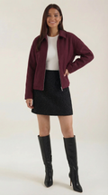 Relaxed Fit Zip Jacket-jackets > zip jackets-Laventaire-Burgundy-S-Laventaire