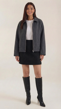 Relaxed Fit Zip Jacket-jackets > zip jackets-Laventaire-Dark Gray-S-Laventaire