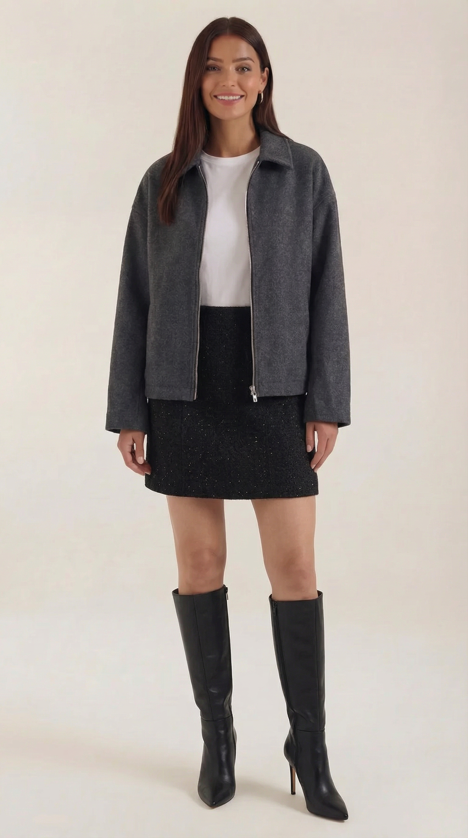 Relaxed Fit Zip Jacket-jackets > zip jackets-Laventaire-Dark Gray-S-Laventaire