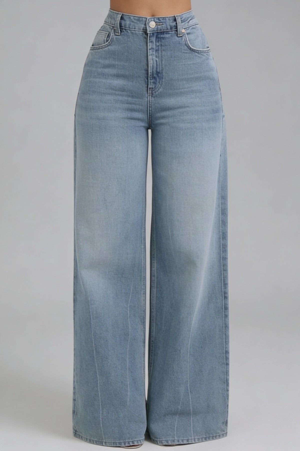 Relaxed High Waist Jeans-jeans > wide leg jeans-Laventaire-Laventaire